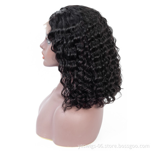 Natural 1b Color Short Size 8 Inch Bob Cut Malaysian Wig Real Virgin Human Cuticle Aligned Hair 13*4 Lace Front Deep Wave Wig